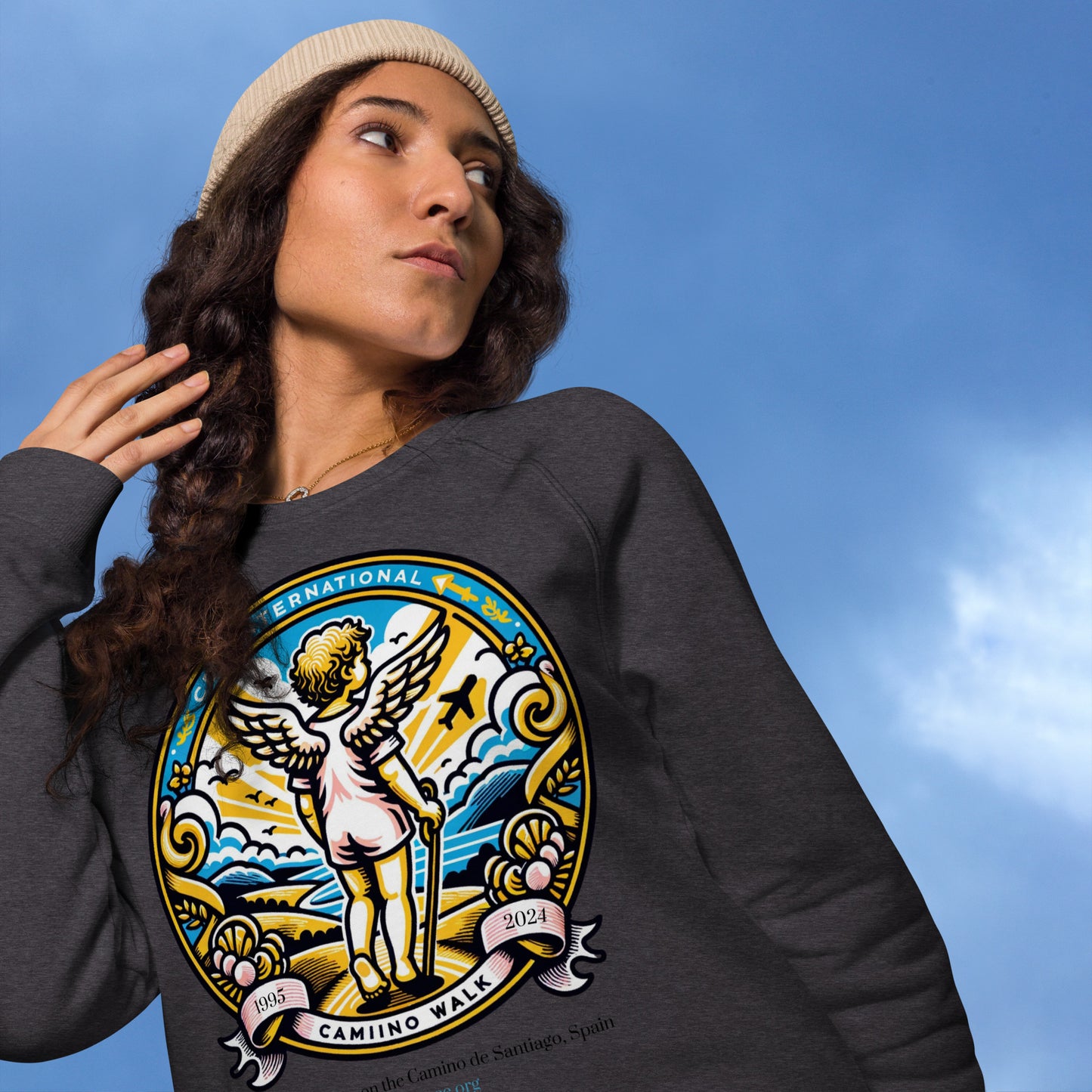 2024 CDH Race for Research Camino de Santiago Emblem Unisex organic raglan sweatshirt