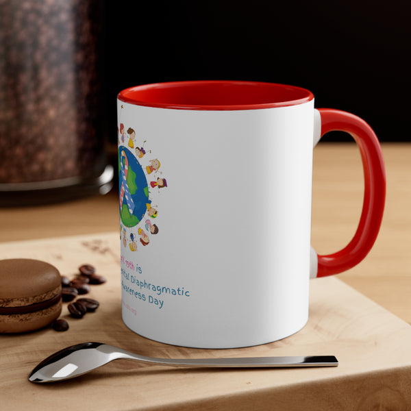 Accent Coffee Mug, 11oz Official Congenital Diaphragmatic Hernia Awareness Ribbon