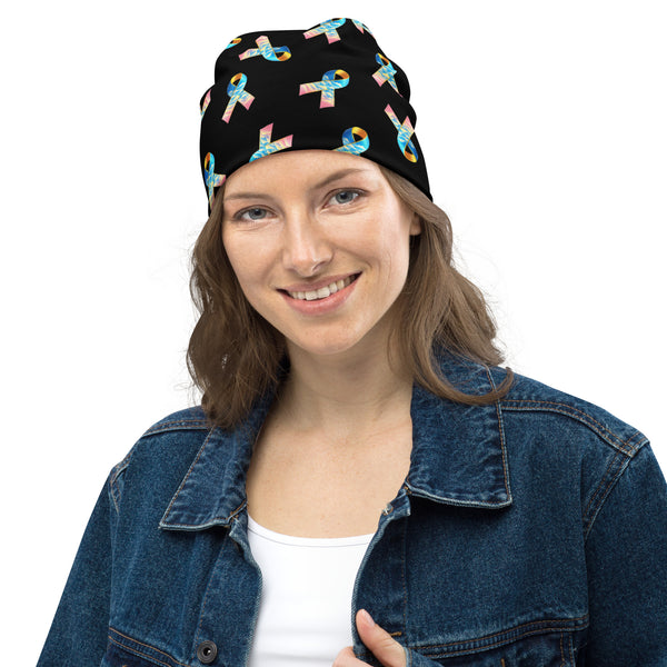 CDHARAB- (1) Congenital Diaphragmatic Hernia Awareness Ribbon All-Over Print Beanie