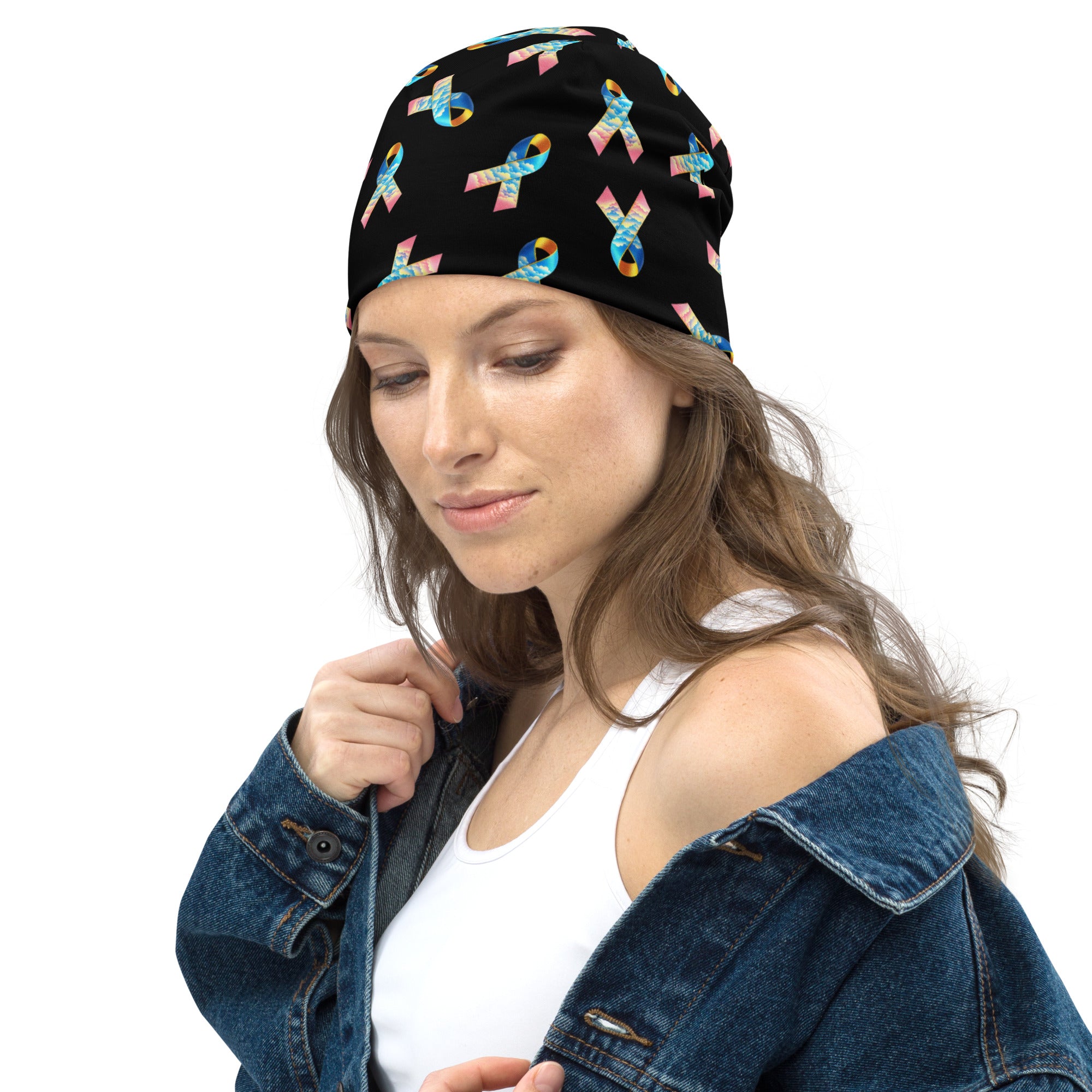 CDHARAB- (1) Congenital Diaphragmatic Hernia Awareness Ribbon All-Over Print Beanie