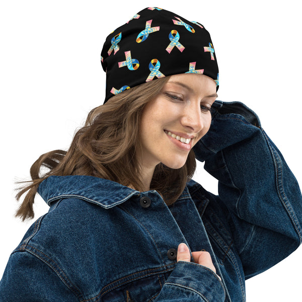 CDHARAB- (1) Congenital Diaphragmatic Hernia Awareness Ribbon All-Over Print Beanie