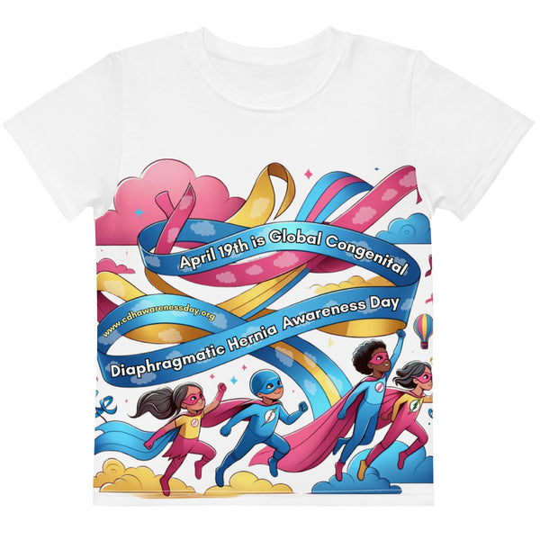 CDHA19- (16) April 19th is Congenital Diaphragmatic Hernia Awareness Day Kids crew neck t-shirt