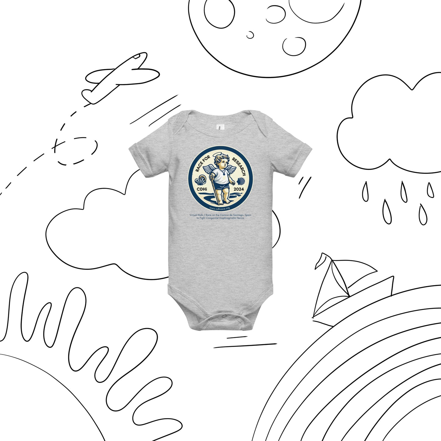 2024 CDH Race for Research Camino de Santiago Vintage Emblem Baby short sleeve one piece