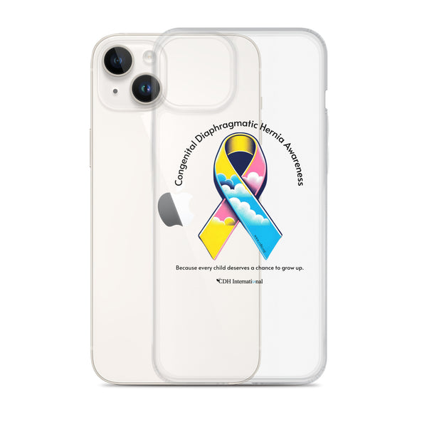 CDHAR- (47) Congenital Diaphragmatic Hernia Awareness Ribbon Clear Case for iPhone®