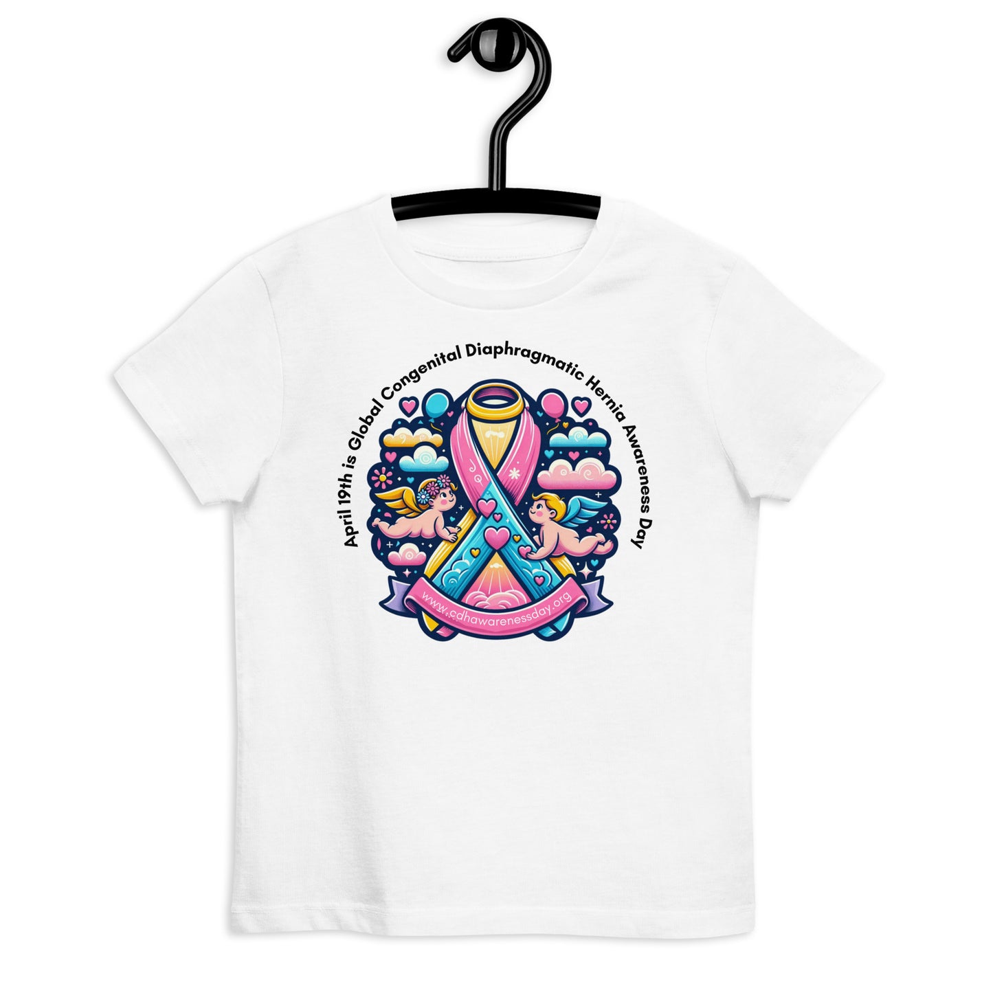 April 19th is Congenital Diaphragmatic Hernia Awareness Day Organic cotton kids t-shirt