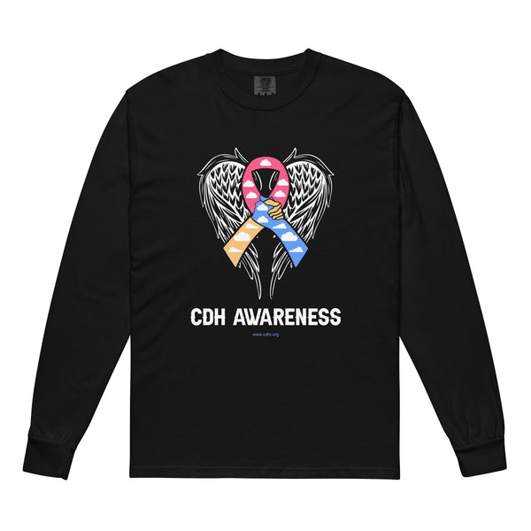 CDHAR- (30) Congenital Diaphragmatic Hernia Awareness Ribbon Garment-dyed heavyweight long-sleeve shirt