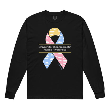 CDHAR- (25) Congenital Diaphragmatic Hernia Awareness Ribbon Garment-dyed heavyweight long-sleeve shirt