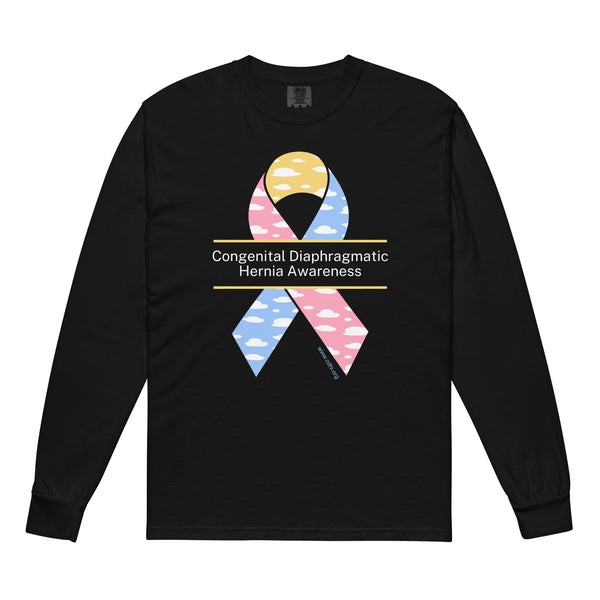 CDHAR- (25) Congenital Diaphragmatic Hernia Awareness Ribbon Garment-dyed heavyweight long-sleeve shirt