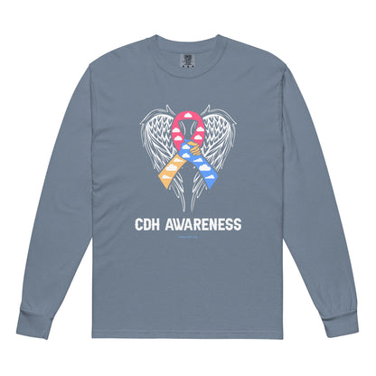 CDHAR- (30) Congenital Diaphragmatic Hernia Awareness Ribbon Garment-dyed heavyweight long-sleeve shirt