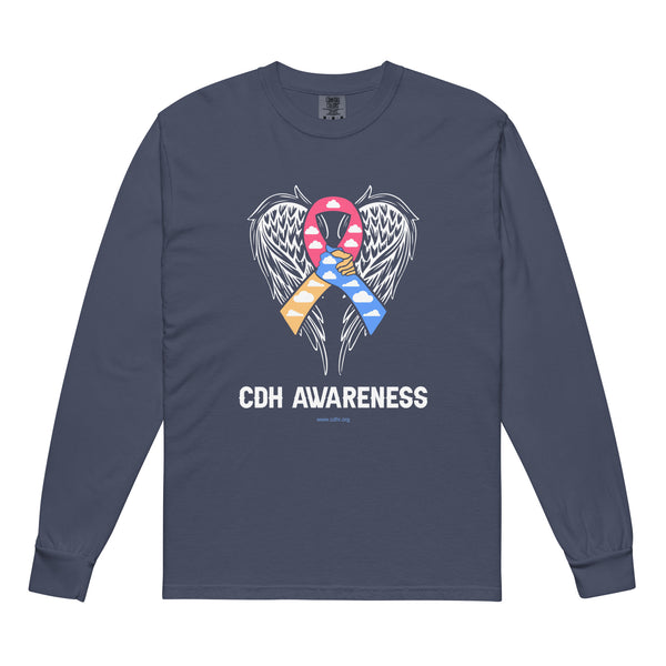 CDHAR- (30) Congenital Diaphragmatic Hernia Awareness Ribbon Garment-dyed heavyweight long-sleeve shirt