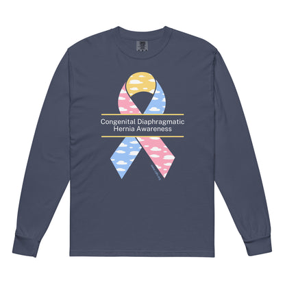 CDHAR- (25) Congenital Diaphragmatic Hernia Awareness Ribbon Garment-dyed heavyweight long-sleeve shirt