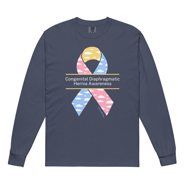 CDHAR- (25) Congenital Diaphragmatic Hernia Awareness Ribbon Garment-dyed heavyweight long-sleeve shirt