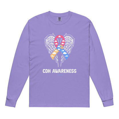 CDHAR- (30) Congenital Diaphragmatic Hernia Awareness Ribbon Garment-dyed heavyweight long-sleeve shirt