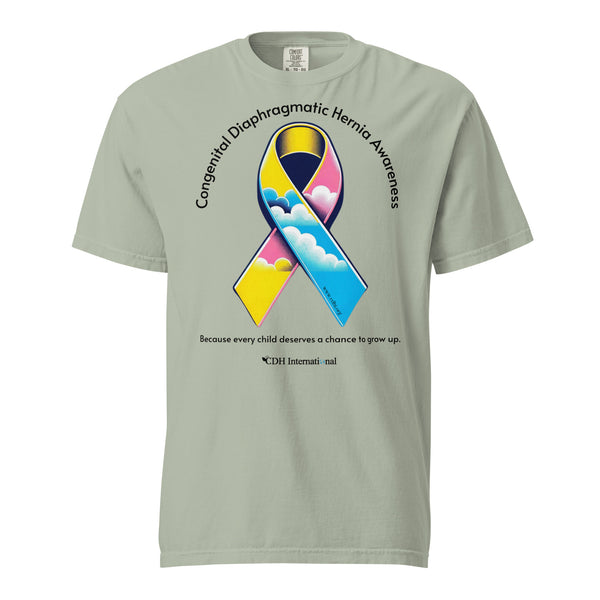 CDHAR- (47) Congenital Diaphragmatic Hernia Awareness Ribbon Unisex garment-dyed heavyweight t-shirt