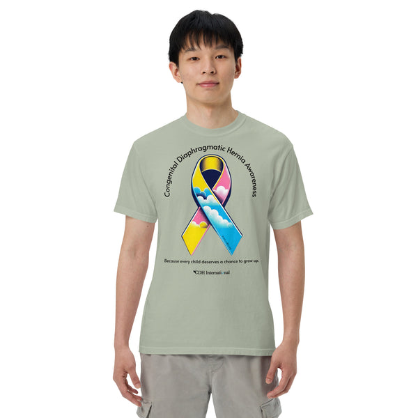 CDHAR- (47) Congenital Diaphragmatic Hernia Awareness Ribbon Unisex garment-dyed heavyweight t-shirt