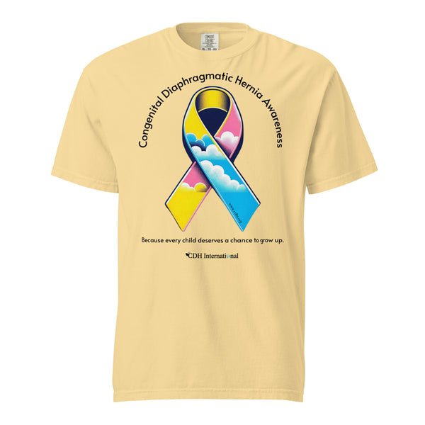 CDHAR- (47) Congenital Diaphragmatic Hernia Awareness Ribbon Unisex garment-dyed heavyweight t-shirt