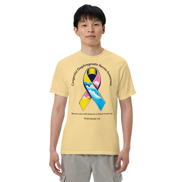 CDHAR- (47) Congenital Diaphragmatic Hernia Awareness Ribbon Unisex garment-dyed heavyweight t-shirt