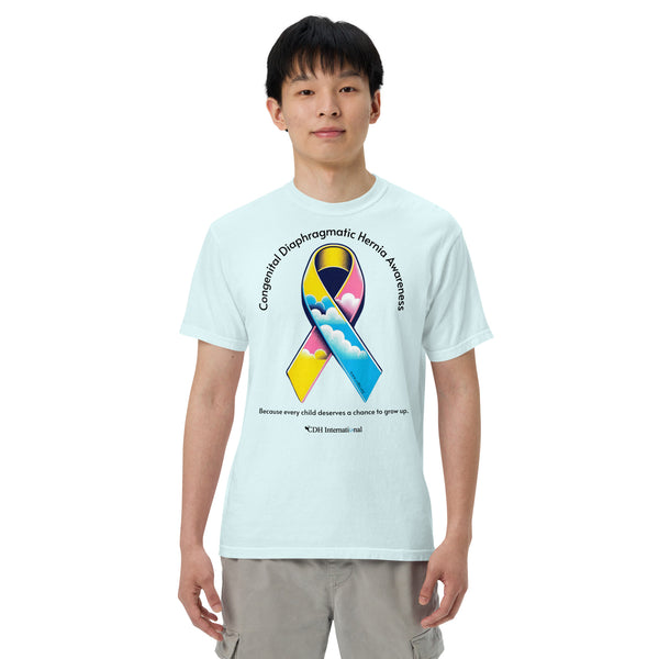 CDHAR- (47) Congenital Diaphragmatic Hernia Awareness Ribbon Unisex garment-dyed heavyweight t-shirt