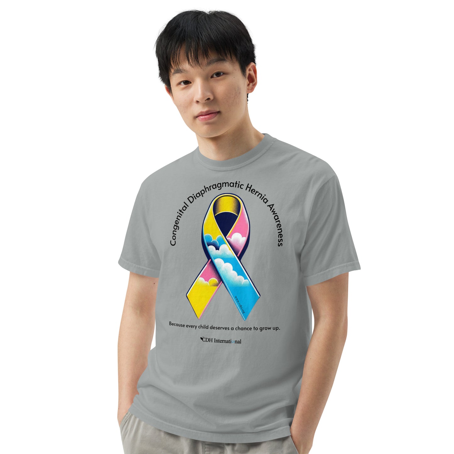 CDHAR- (47) Congenital Diaphragmatic Hernia Awareness Ribbon Unisex garment-dyed heavyweight t-shirt