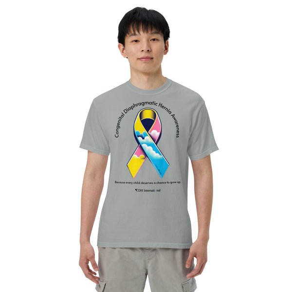 CDHAR- (47) Congenital Diaphragmatic Hernia Awareness Ribbon Unisex garment-dyed heavyweight t-shirt