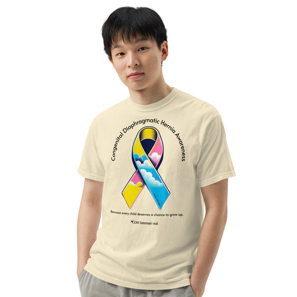 CDHAR- (47) Congenital Diaphragmatic Hernia Awareness Ribbon Unisex garment-dyed heavyweight t-shirt