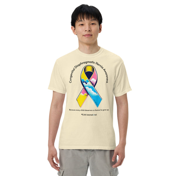 CDHAR- (47) Congenital Diaphragmatic Hernia Awareness Ribbon Unisex garment-dyed heavyweight t-shirt