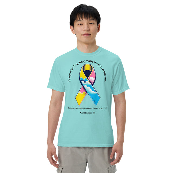 CDHAR- (47) Congenital Diaphragmatic Hernia Awareness Ribbon Unisex garment-dyed heavyweight t-shirt