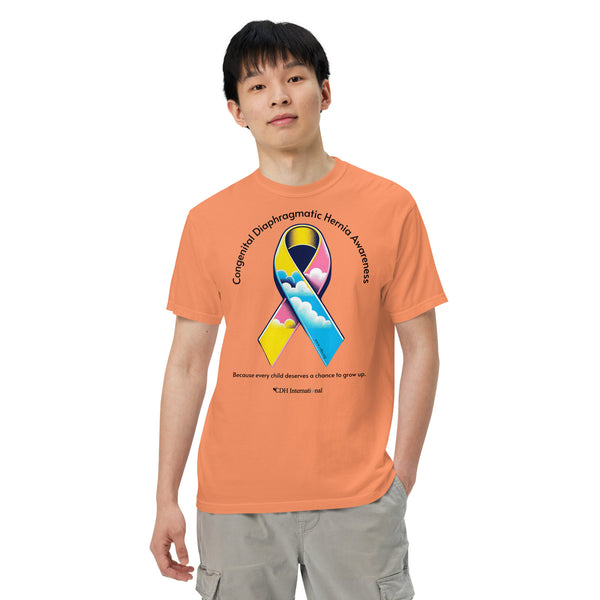 CDHAR- (47) Congenital Diaphragmatic Hernia Awareness Ribbon Unisex garment-dyed heavyweight t-shirt