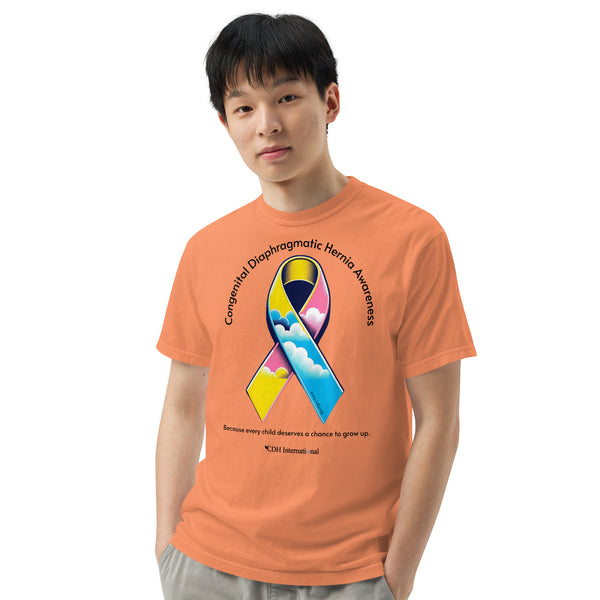 CDHAR- (47) Congenital Diaphragmatic Hernia Awareness Ribbon Unisex garment-dyed heavyweight t-shirt