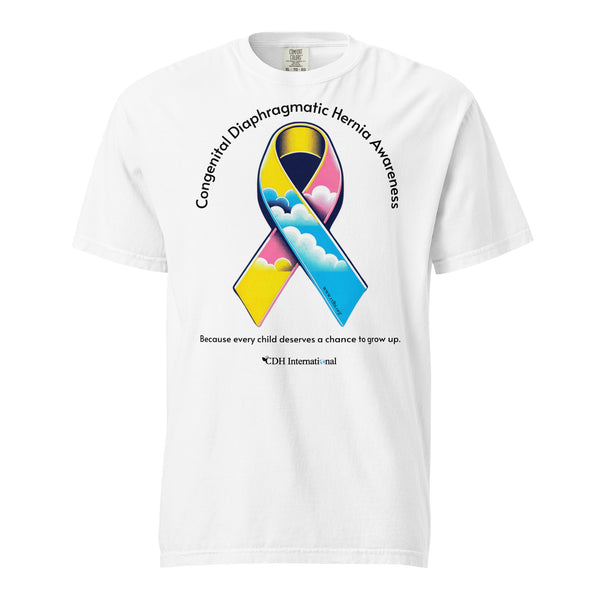 CDHAR- (47) Congenital Diaphragmatic Hernia Awareness Ribbon Unisex garment-dyed heavyweight t-shirt