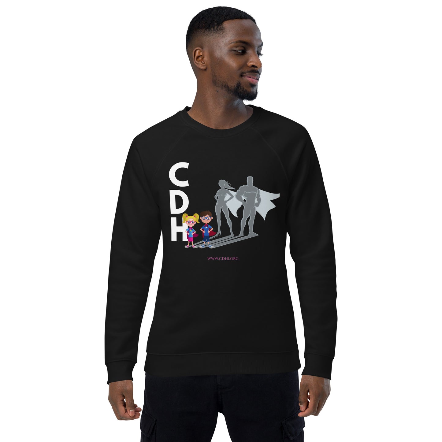 CDH Superhero Family Unisex organic raglan sweatshirt