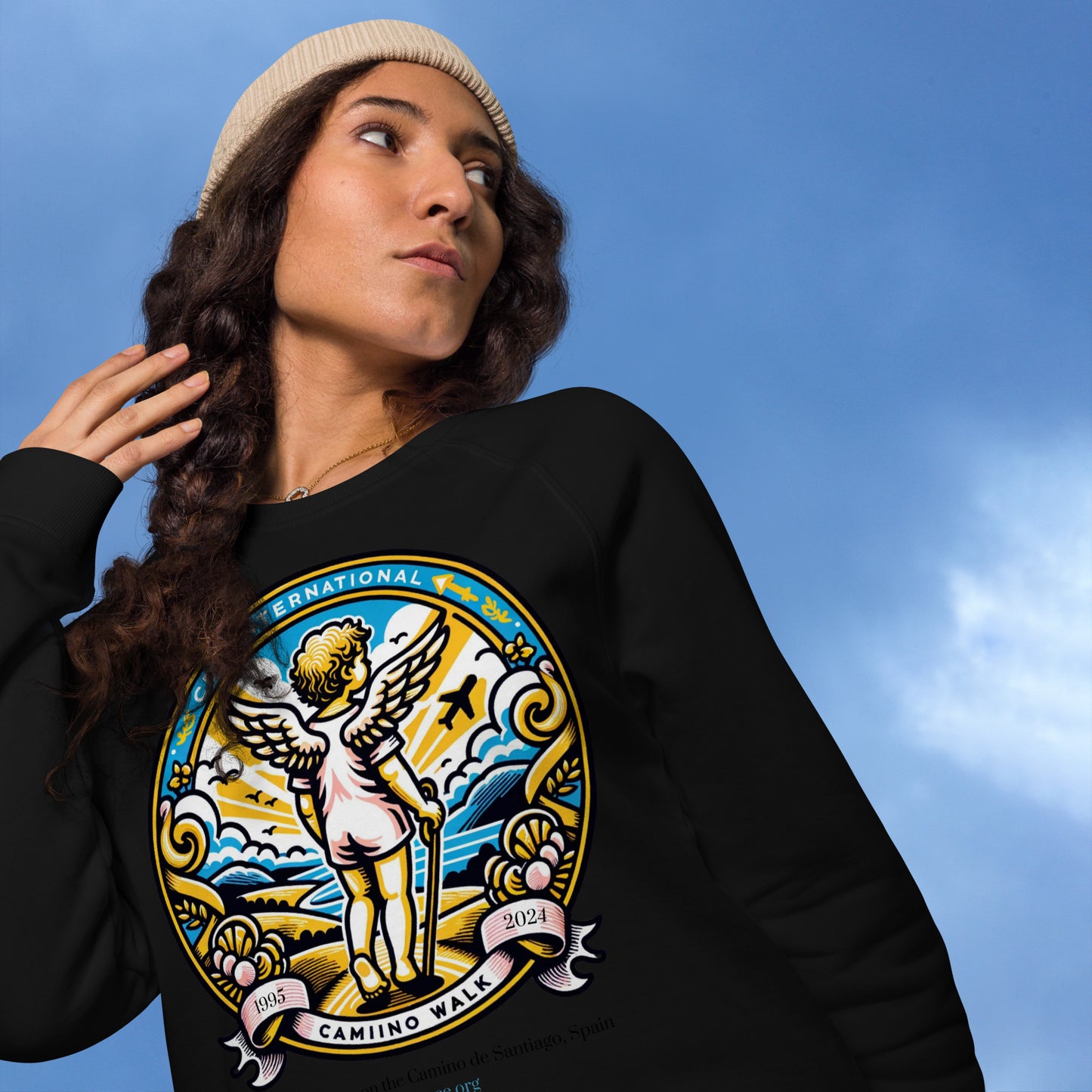 2024 CDH Race for Research Camino de Santiago Emblem Unisex organic raglan sweatshirt