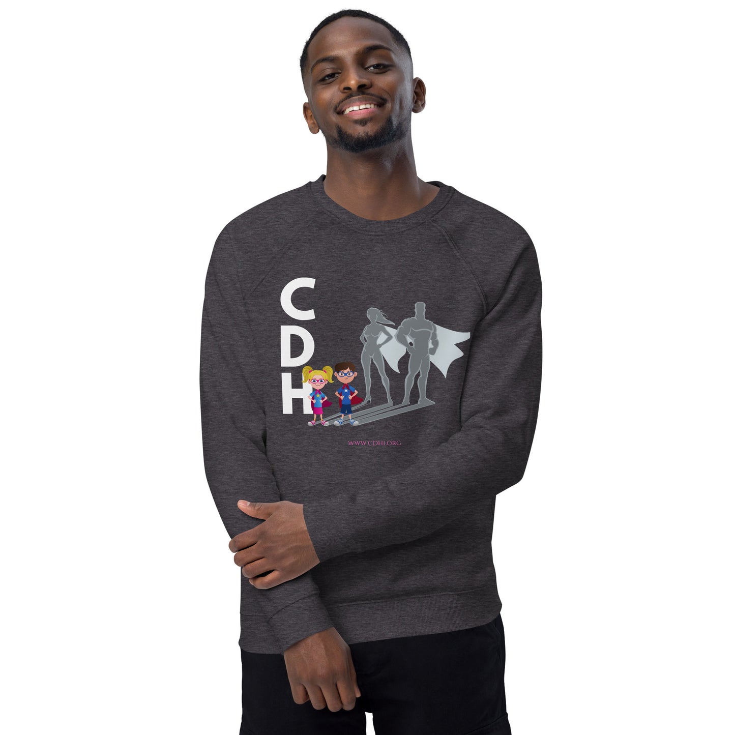CDH Superhero Family Unisex organic raglan sweatshirt