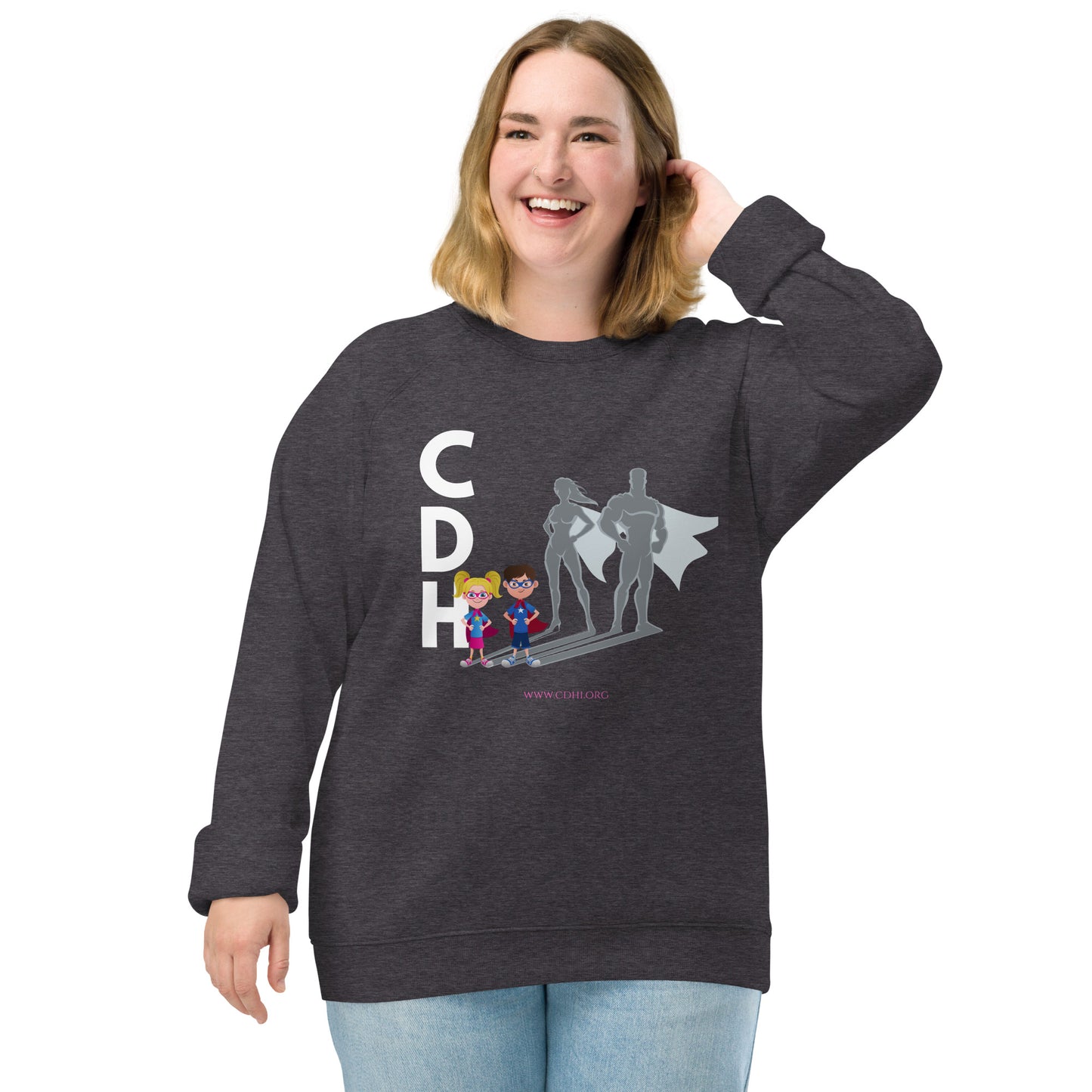 CDH Superhero Family Unisex organic raglan sweatshirt