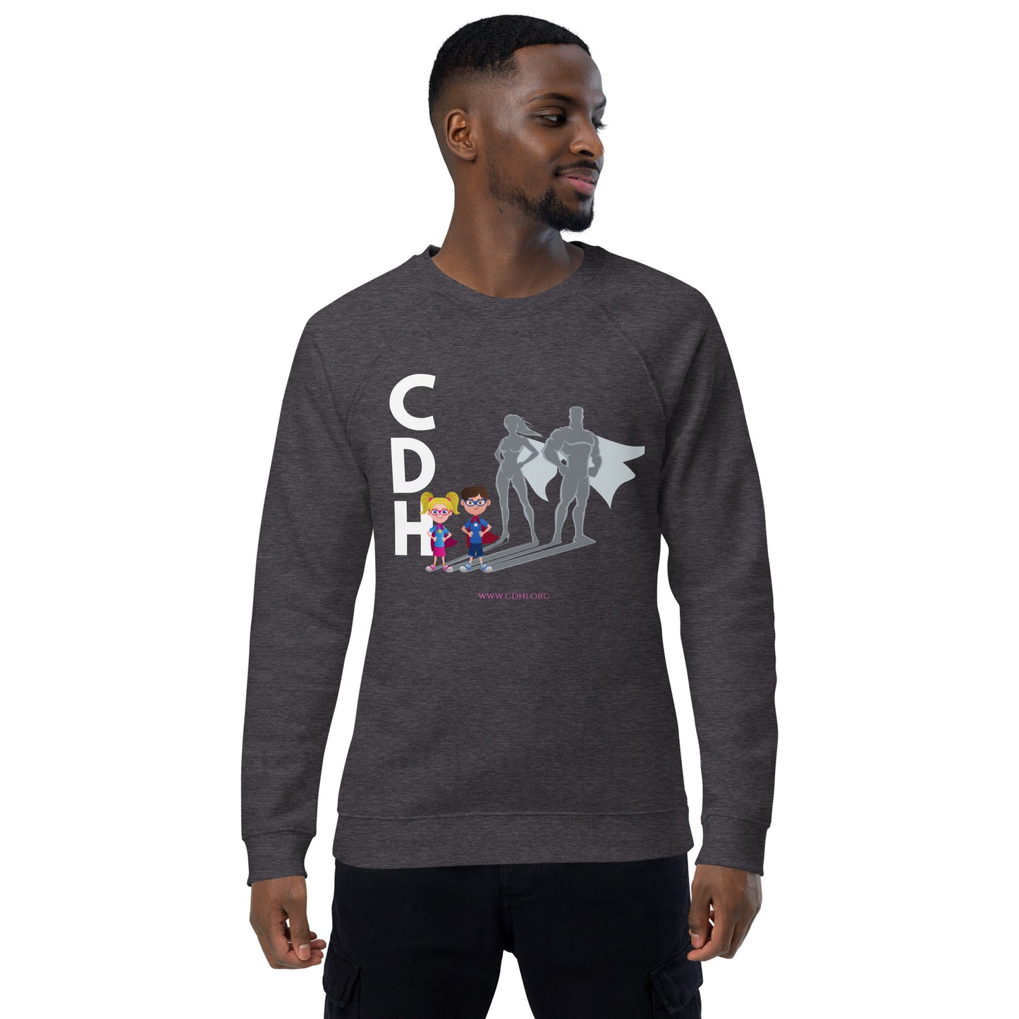 CDH Superhero Family Unisex organic raglan sweatshirt
