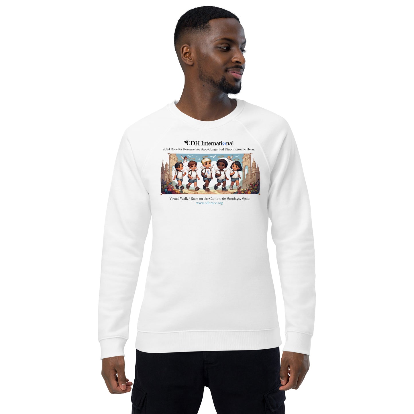 2024 Race for CDH Research Unisex organic raglan sweatshirt