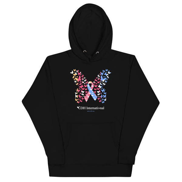 CDHAR- (29) Congenital Diaphragmatic Hernia Awareness Ribbon Butterfly Unisex Hoodie