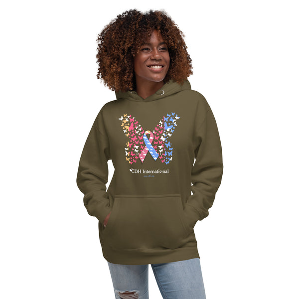 CDHAR- (29) Congenital Diaphragmatic Hernia Awareness Ribbon Butterfly Unisex Hoodie