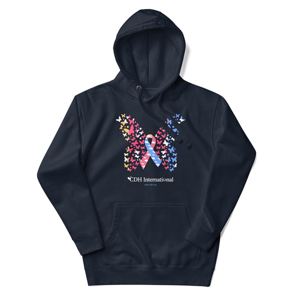 CDHAR- (29) Congenital Diaphragmatic Hernia Awareness Ribbon Butterfly Unisex Hoodie