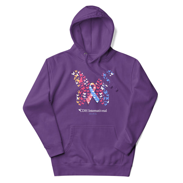 CDHAR- (29) Congenital Diaphragmatic Hernia Awareness Ribbon Butterfly Unisex Hoodie