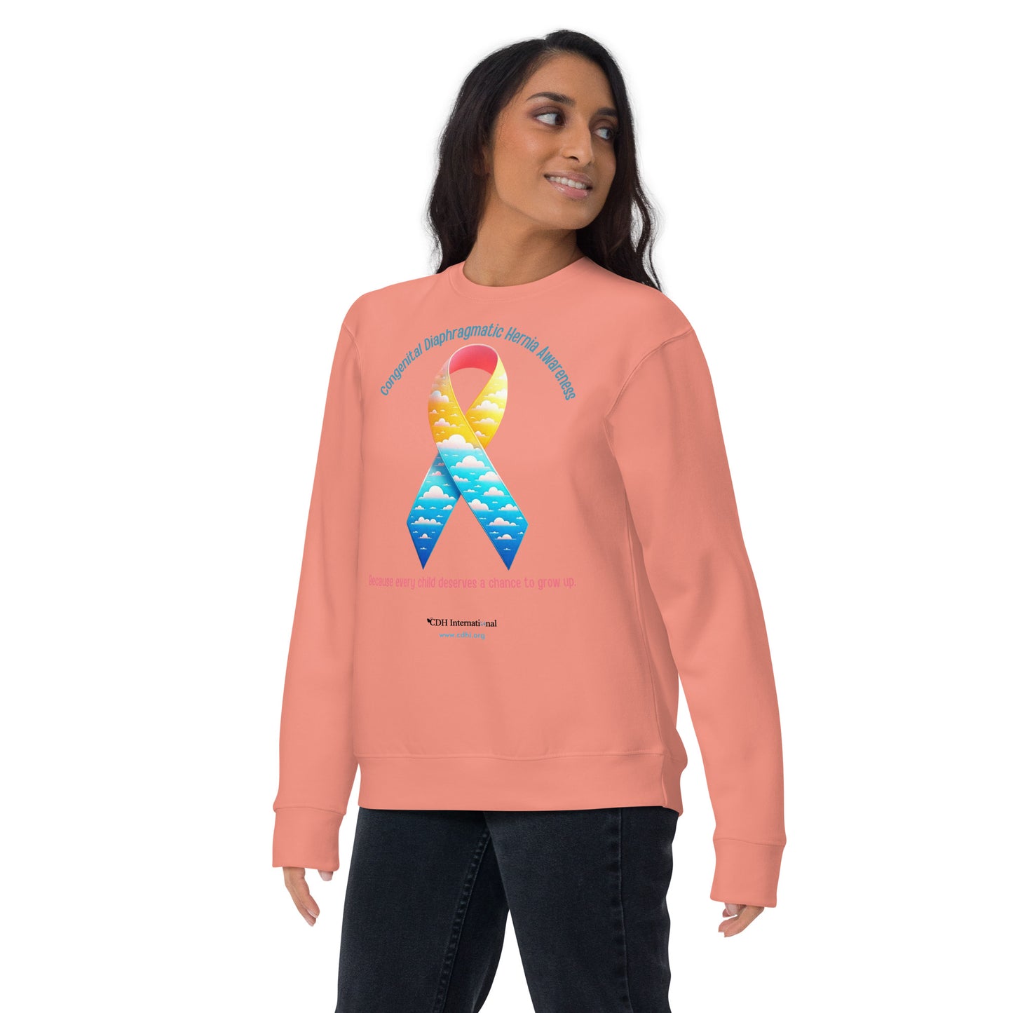 CDHAR- (41) Congenital Diaphragmatic Hernia Awareness Ribbon Unisex Premium Sweatshirt