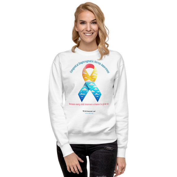 CDHAR- (41) Congenital Diaphragmatic Hernia Awareness Ribbon Unisex Premium Sweatshirt