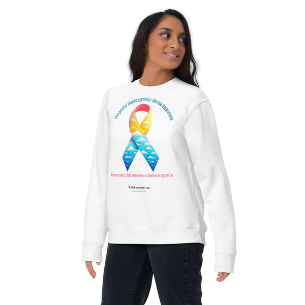 CDHAR- (41) Congenital Diaphragmatic Hernia Awareness Ribbon Unisex Premium Sweatshirt