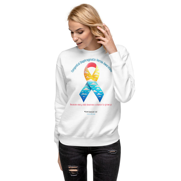 CDHAR- (41) Congenital Diaphragmatic Hernia Awareness Ribbon Unisex Premium Sweatshirt