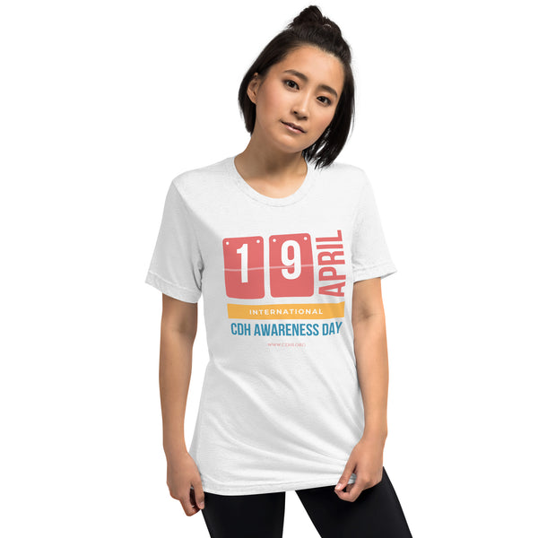 CDHA19- (2) April 19th is Congenital Diaphragmatic Hernia Awareness Day Short sleeve t-shirt