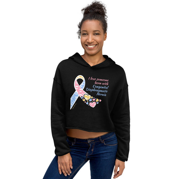 CDHAR- (28) Congenital Diaphragmatic Hernia Awareness Ribbon Crop Hoodie