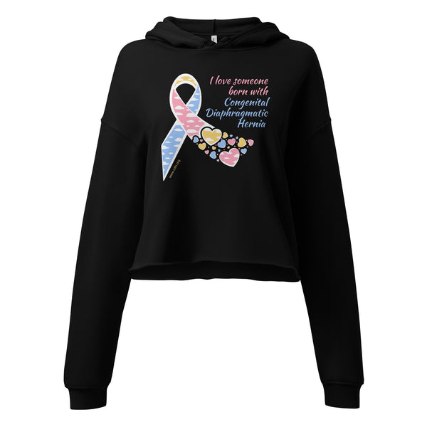 CDHAR- (28) Congenital Diaphragmatic Hernia Awareness Ribbon Crop Hoodie