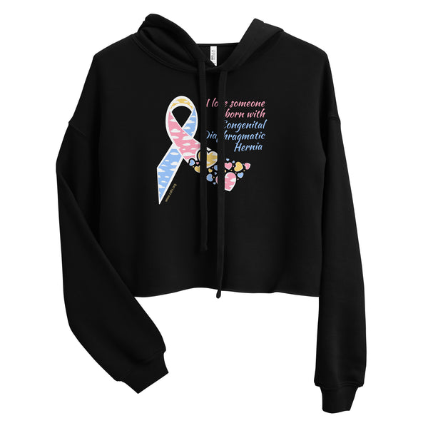 CDHAR- (28) Congenital Diaphragmatic Hernia Awareness Ribbon Crop Hoodie