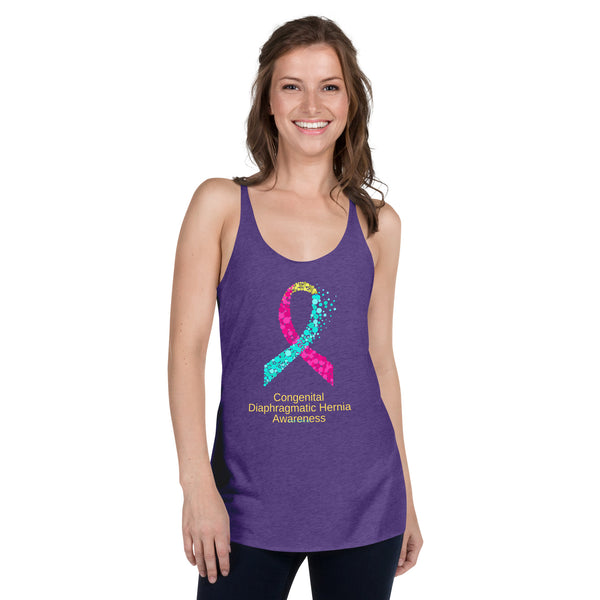 CDHAR- (37) Congenital Diaphragmatic Hernia Awareness Ribbon Women's Racerback Tank