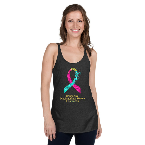 CDHAR- (37) Congenital Diaphragmatic Hernia Awareness Ribbon Women's Racerback Tank